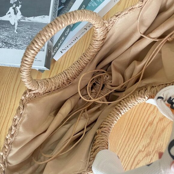 Women's Straw Woven Tote Bag Summer Beach Purse Casual Spacious Lightweight - Picture 5 of 6